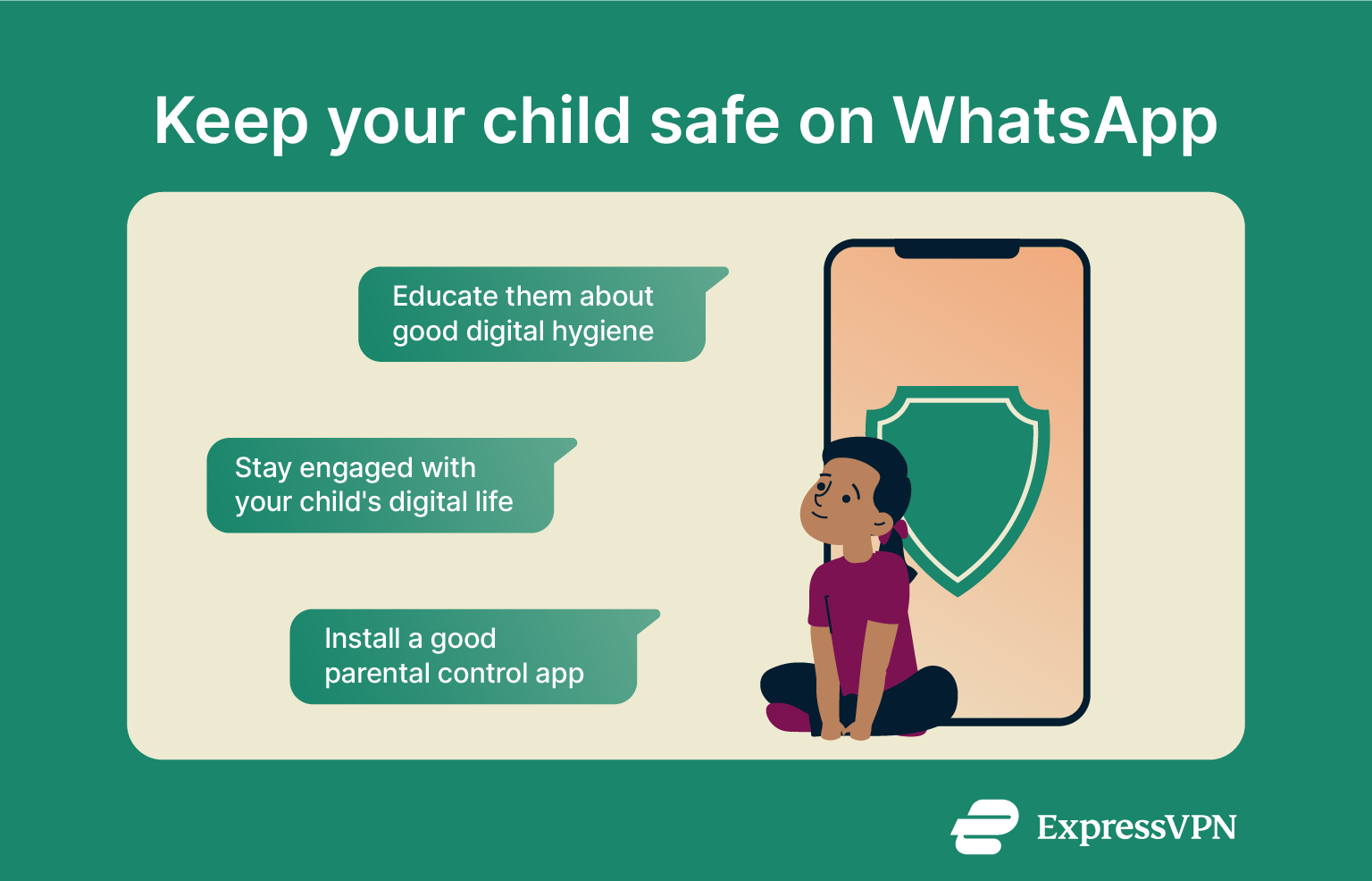 A list of 3 top tips for keeping children safe on WhatsApp.