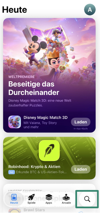 Accessing the App Store on iOS.