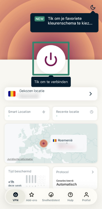 Connecting to ExpressVPN on iOS.