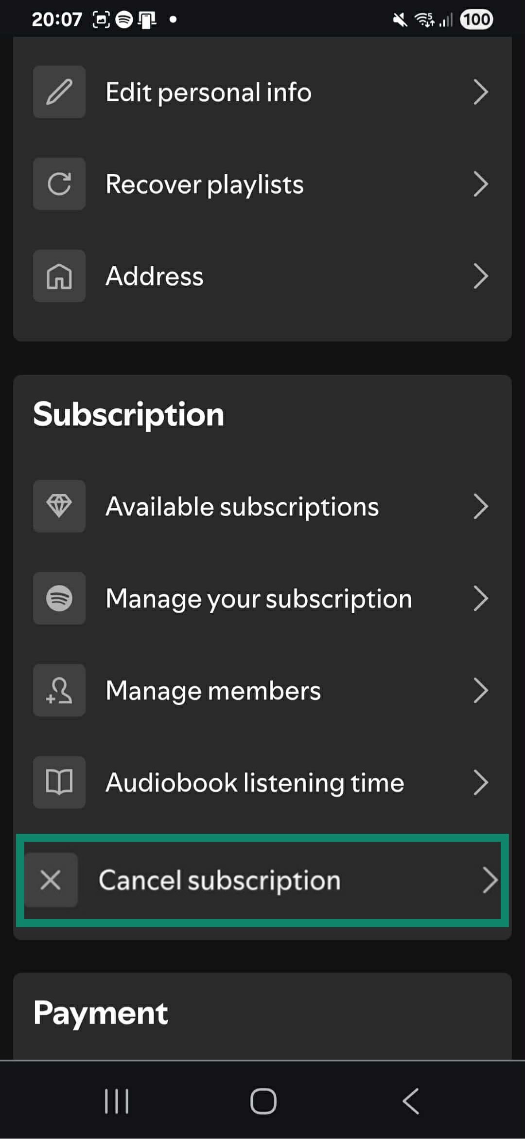 A screenshot highlighting Spotify's subscription options.