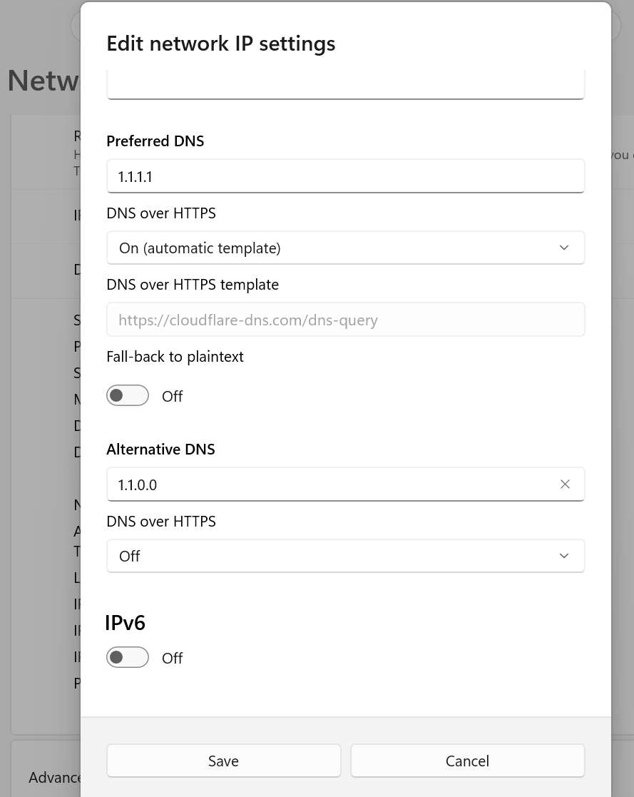 Enter your provider details in Windows.