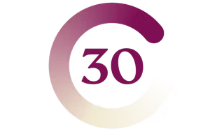 30を紫のプラムサンドの輪で囲んでいます。