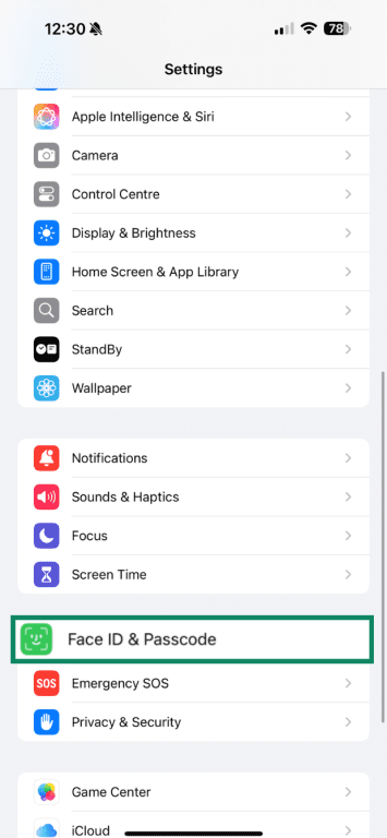 Go to Settings and tap Face ID & Passcode.