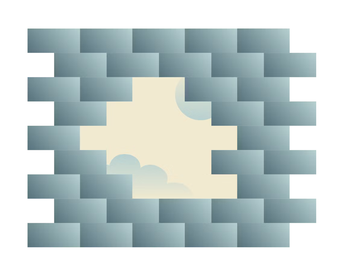 Bir açıklık ile tuğla duvar.