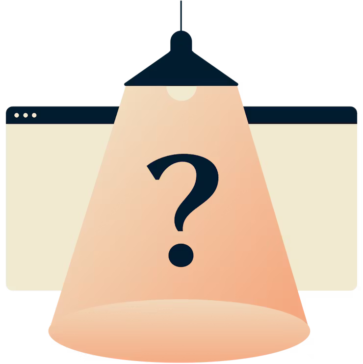 Spørgsmålstegn under en lygte.