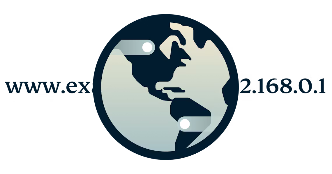 Logo DNS circolare che mostra un URL tradotto in un indirizzo IP