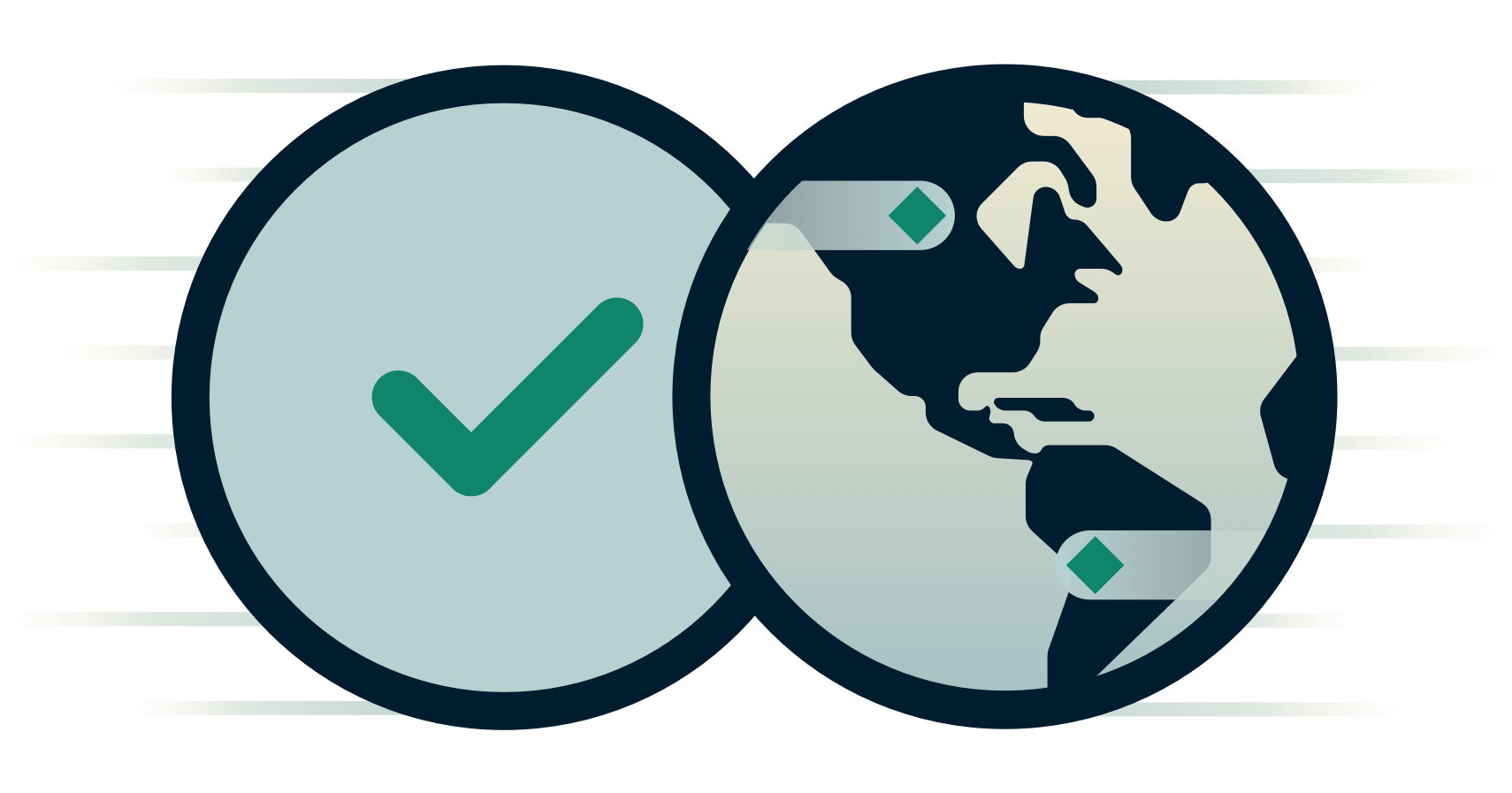 Globo accanto a un segno di spunta.