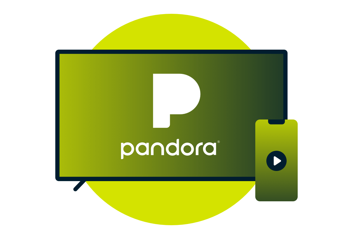 Tela de televisão com o logotipo da Pandora.