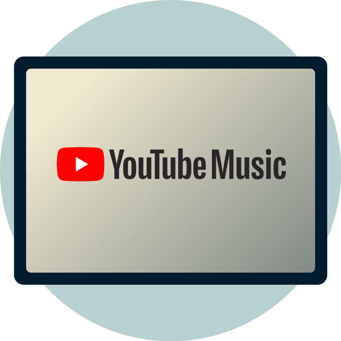 YouTube Music Logo auf einem Bildschirm.