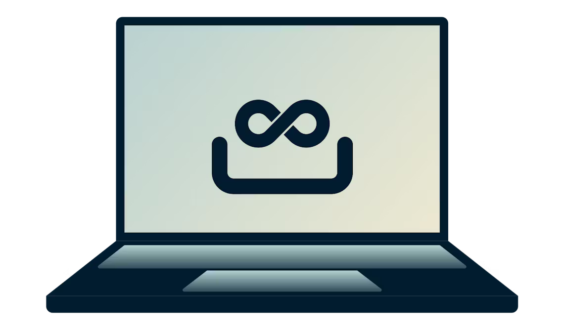 Få tillgång till censurerade webbplatser med din säkra ExpressVPN-app. En bärbar dator med en oändlighetsslinga på.