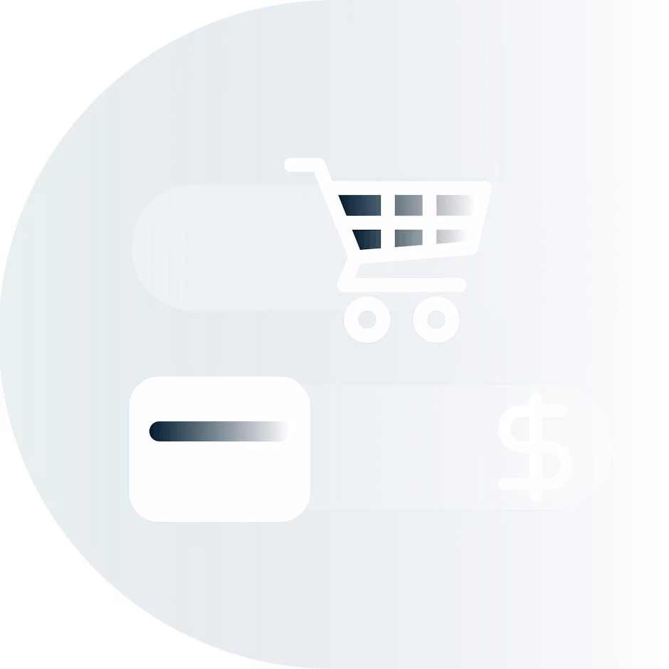 รถเข็นช้อปปิง บัตรเครดิต และสัญลักษณ์สกุลเงิน