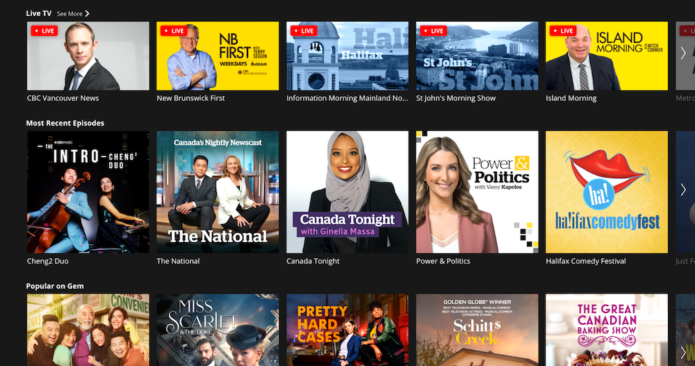 CBC Gem offers the best news, sports, and entertainment programming from Canada