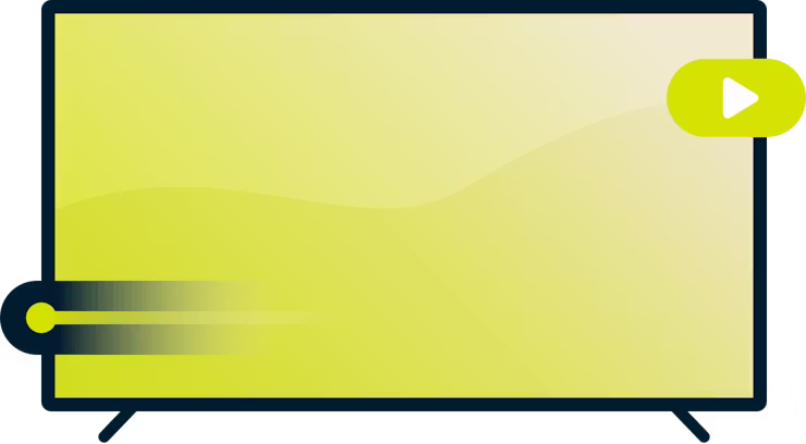 Spel beter met een VPN: Een televisie met een voortgangsbalk en een afspeelknop.