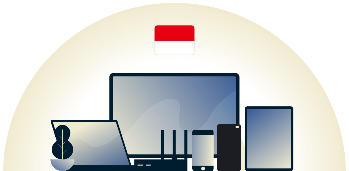 Çeşitli cihazları koruyan Endonezya VPN.