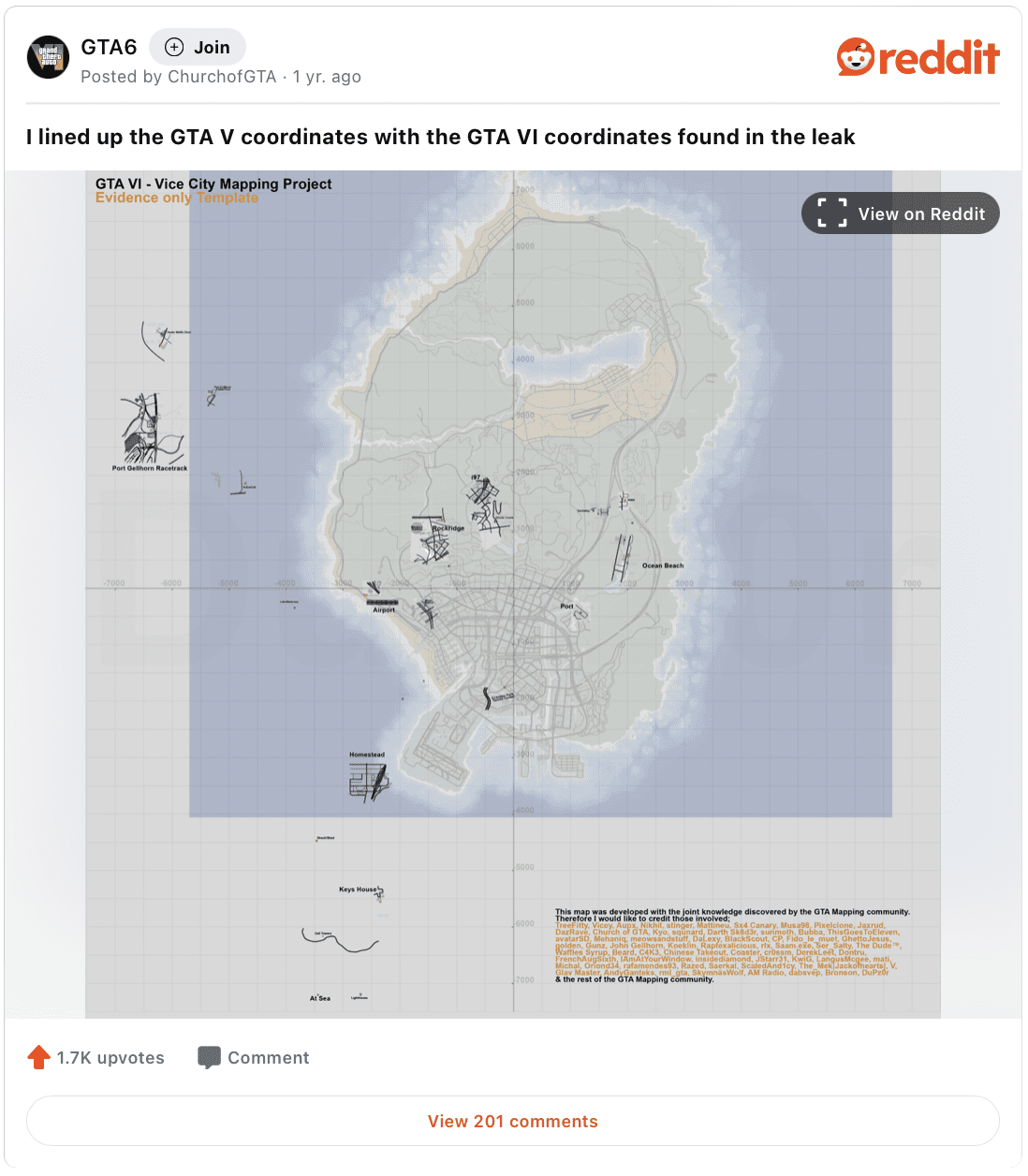 Carte de GTA VI Reddit
