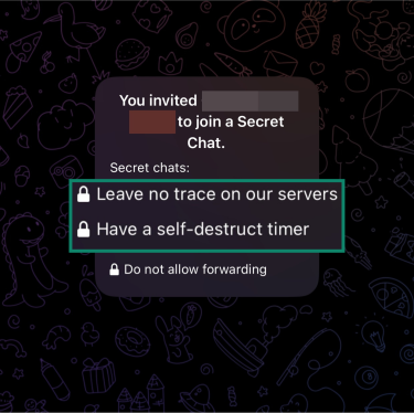 Telegram Secrets Chat mode showing the extra security and privacy it brings.