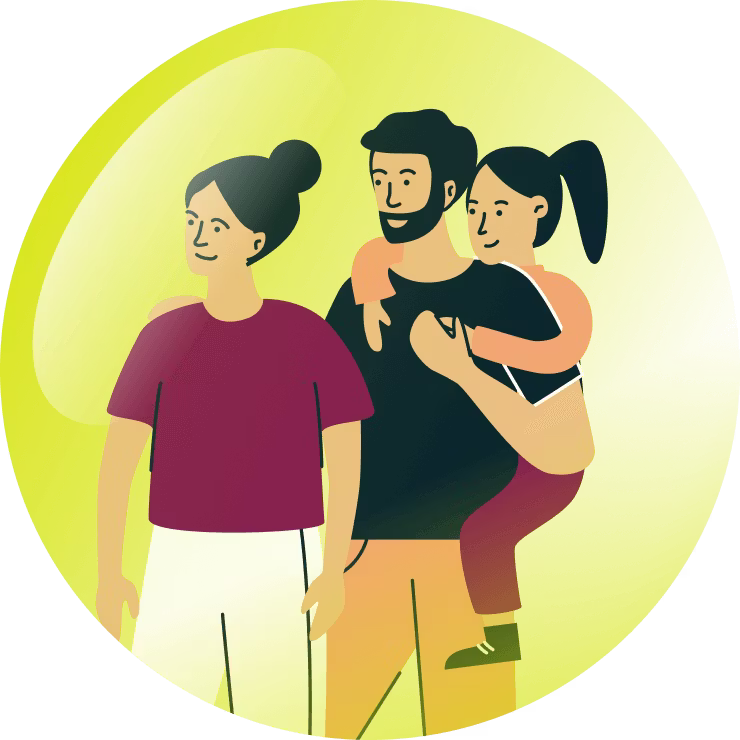 Toute la famille protégée dans une bulle