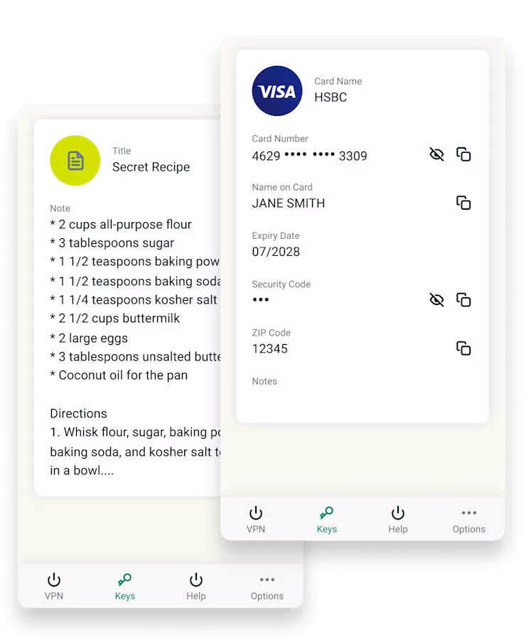 Poufne notatki i karty kredytowe w Keys.